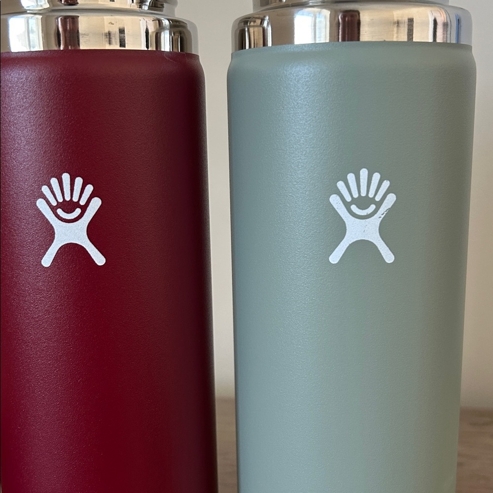 Two Hydroflask 20oz Insulated Water Bottles with Three Lids and Bottle Boot - Picture 3 of 6